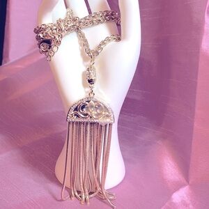 White Crystal Gold Tone Necklace